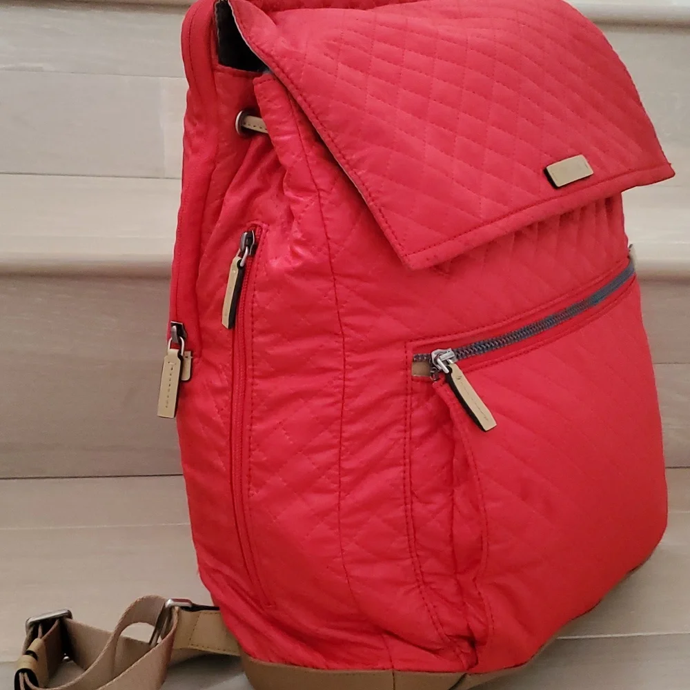 Tumi Manitoga Quilted Drawstring Backpack in Blood Orange